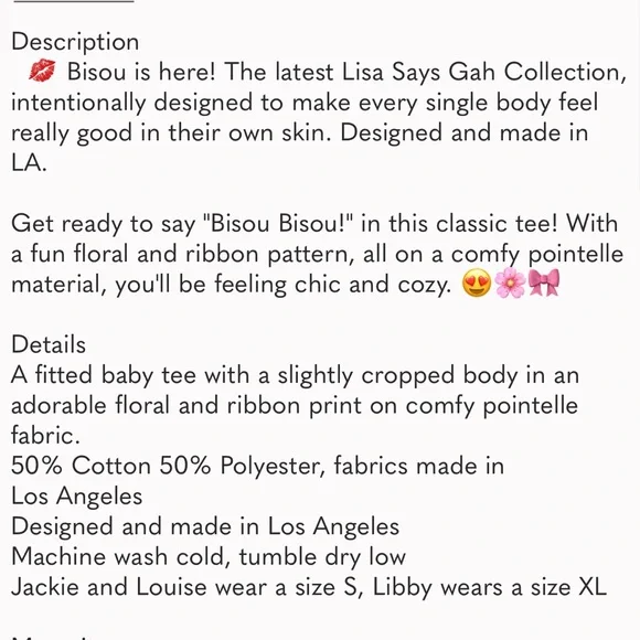 Lisa Says Gah Alex Pointelle Bouquet Tee - Picture 3 of 8